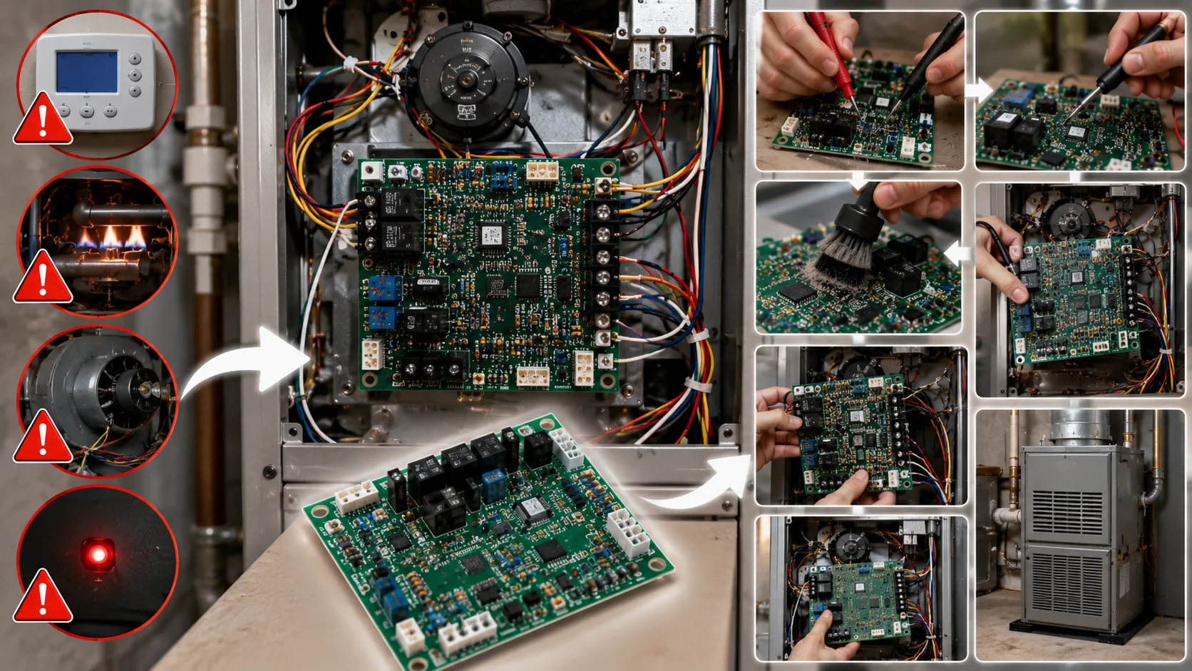 furnace control board signs of failure, repair and replacement